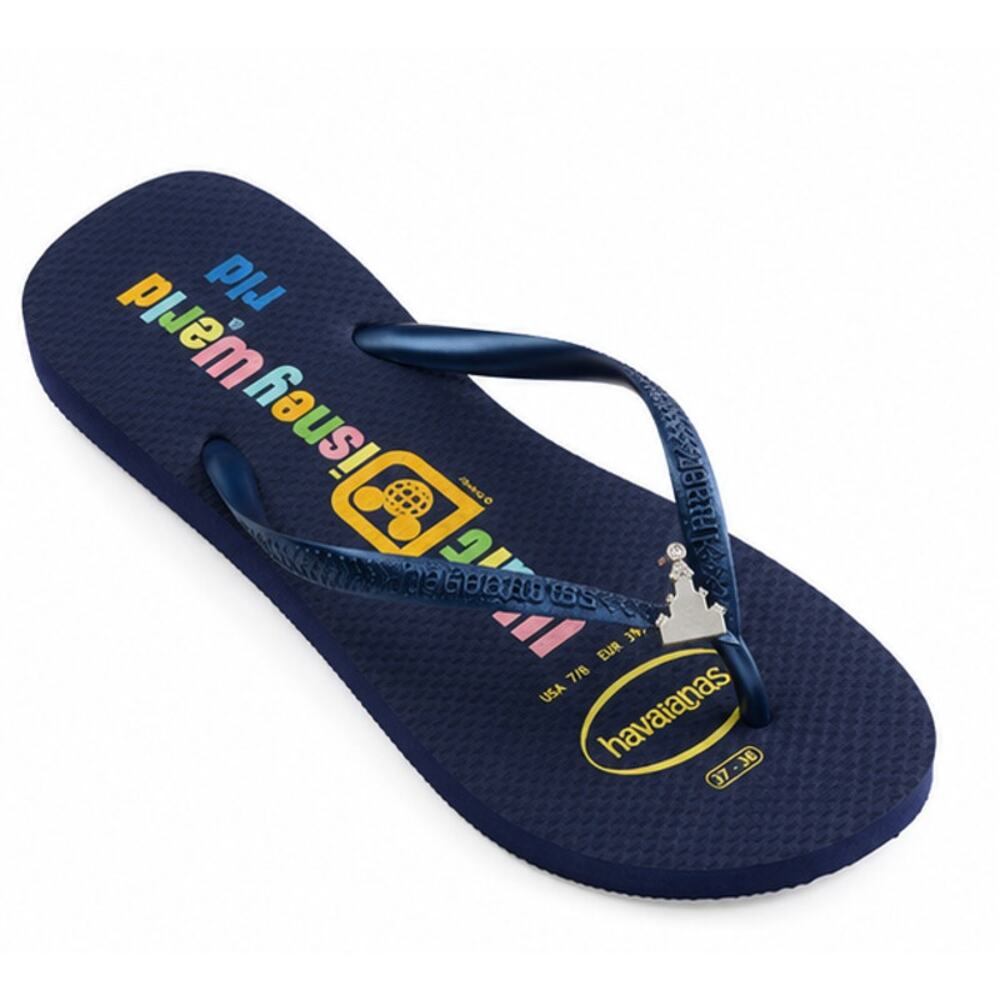 Havaianas Disney Parks Flip Flops Navy Blue Women's Size 7/8 Brazil NWT - Picture 3 of 6